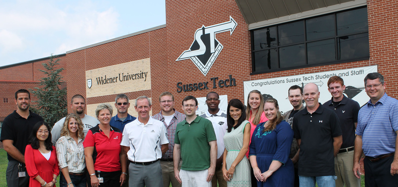 New staff at Sussex Tech are in back (l-r) Michael Fay, social studies; Matt Holmes, physical education and health; Steven Rust, criminal justice; T.J. Dukes, HVAC; George Smith, shared approach; Carle Ax, mathematics; Michael Parillo, English; Adam McGuire, mathematics; Dr. John Sell, assistant principal. In front are Hong Xuan (Jenny) Fu, Chinese; Laura Cable, English; Sherri Smith, student activities coordinator; Tim Lee, driver’s education; Benjamin Ketz, science; Stephanie Pegelow, English; Sarah Sacksteder, social studies; and H.J. Bunting, automotive. SOURCE SUBMITTED